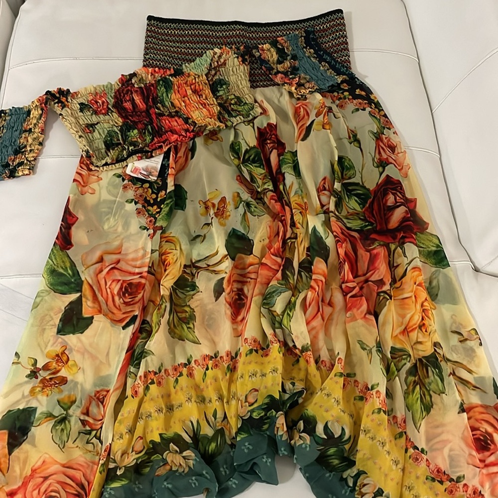 NWT AGUA BENDITA Coord matching Provence rose set crop top harem pants M - Picture 8 of 14